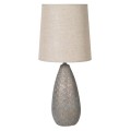 Elegantná vintage nočná lampa Othel s podstavou z materiálu polyresin v sivej farbe a s textilným tienidlom