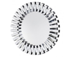 Moderné kruhové nástenné zrkadlo Enola s dreveným rámom so zrkadlovým efektom 90cm