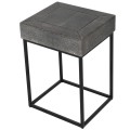 Industriálny príručný stolík Shagreen sivej farby s čiernou kovovou konštrukciou 57cm