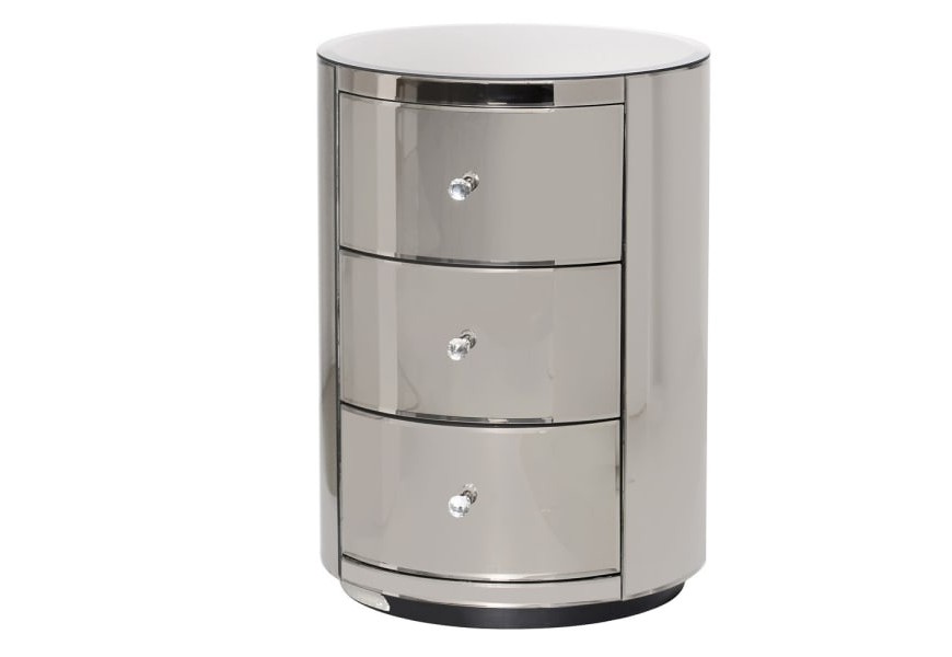 Zrkadlov&yacute; nočn&yacute; stol&iacute;k Granada do sp&aacute;lne v modernom &scaron;t&yacute;le s tromi z&aacute;suvkami 68cm