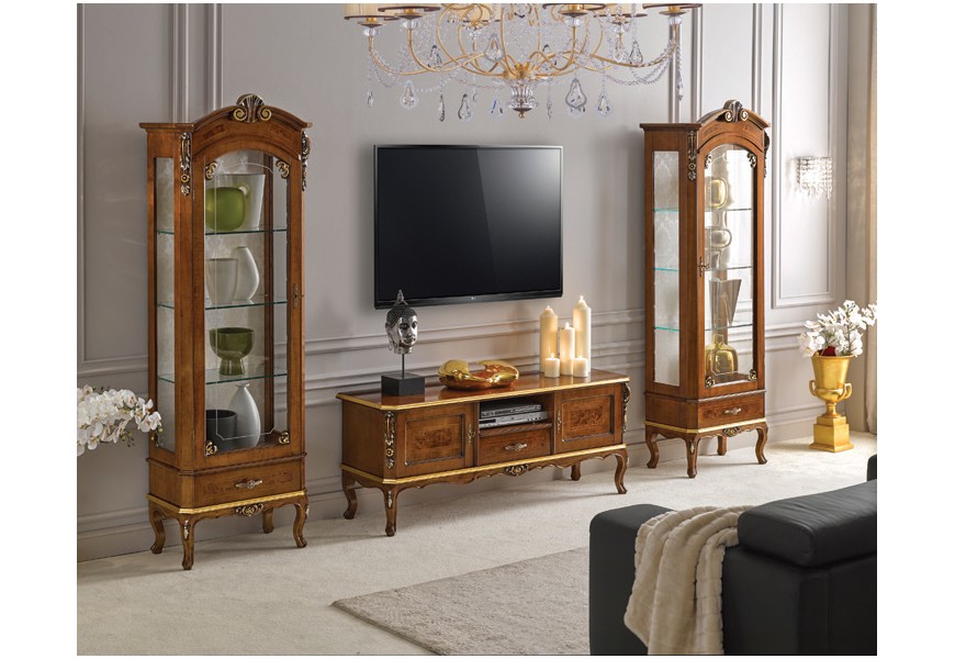 Luxusná hnedá rustikálna obývacia stena z masívu Clasica