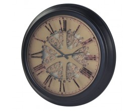 Vintage nástenné hodiny Eldera s čiernym rámom a dobovým ciferníkom 67cm