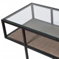 Kovový konzolový stolík Diveni Black v čiernej farbe v modernom sklenenom vyhotovení s úložným priestorom