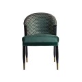 Art-deco dizajnová čalúnená jedálenská stolička Brilon s poťahom zo zamatu so vzorom zelenej farby na čierno-zlatých nohách 84cm