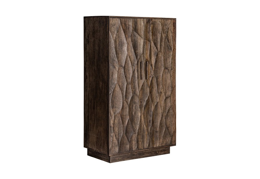 Vkusná a nadčasová masívna hnedá šatníková skriňa Lalique z mangového masívu s priestranným úložným priestorom