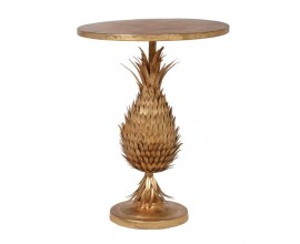 Art-deco kruhový príručný stolík Pineapple s kovovou konštrukciou v tvare ananása zlatej farby 67cm