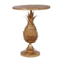 Exkluzívny art-deco príručný stolík Pineapple kruhového tvaru s kovovou konštrukciou zlatej farby