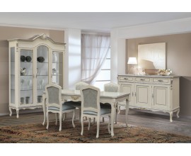 Luxusná rustikálna jedáleň Clasica z masívu v bielom prevedení na nožičkách v štýle Chippendale