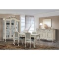 Luxusná rustikálna jedáleň Clasica z masívu v bielom prevedení na nožičkách v štýle Chippendale