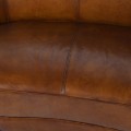Vintage luxusná sedačka Beverly z pravej kože hnedej farby nepravidelného oválneho tvaru 240cm