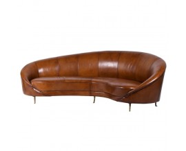 Vintage luxusná sedačka Beverly z pravej kože hnedej farby nepravidelného oválneho tvaru 240cm