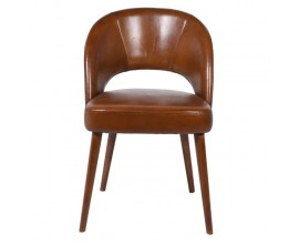 Kožená vintage stolička Beverly z pravej kože hnedej farby so zaobleným operadlom 81cm