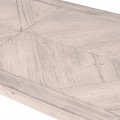 Dizajnová vidiecka lavica Parquet z masívneho dreva v obdĺžnikovom tvare vo vintage bielej farbe so šikmými nožičkami 165cm