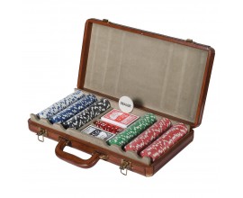 Dizajnový kožený Poker Set v hnedom farebnom vyhotovení 40cm