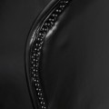 Luxusné čierne kožené kreslo ušiak Pablo vo vintage štýle s ozdobnými čiernymi kovovými nitmi 103cm