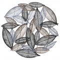 Dizajnová okrúhla kovová nástenná dekorácia Satordi tvorená striebornými a zlatými listami v štýle art deco