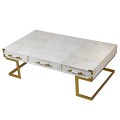 Art-deco luxusný konferenčný stolík Pellia Marble do obývačky s mramorovým efektom a zlatou konštrukciou z kovu 140cm