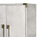 Art-deco luxusná barová skrinka Pellia Marble s poťahom z pravej kože bielej farby so zlatým zdobením 163cm