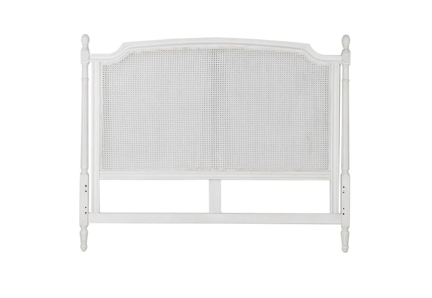 Elegantné čelo postele Edgar bielej farby vo vintage štýle z masívneho dreva a ratanu