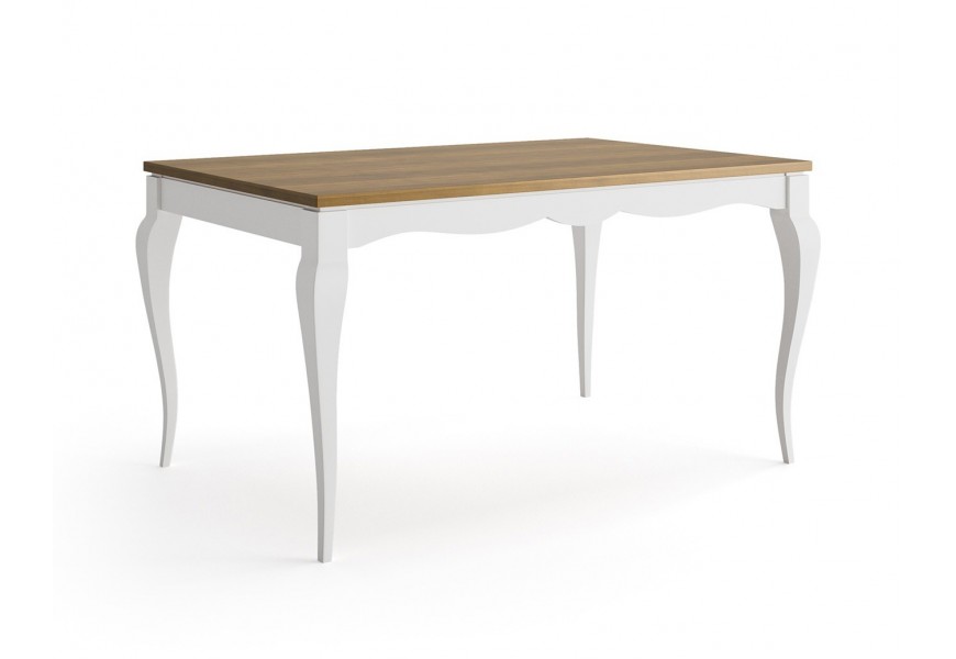 Luxusn&yacute; klasick&yacute; obdĺžnikov&yacute; jed&aacute;lensk&yacute; st&ocirc;l Mediterr&aacute;neo z mas&iacute;vneho dreva s prehnut&yacute;mi nožičkami 140 cm