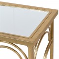 Art deco konzolový stolík Eloisse so zlatou kovovou konštrukciou a sklenenou povrchovou doskou 120cm