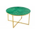 Konferenčný stolík s mramorovým vzhľadom Gold Marbleux v smaragdovej farbe so zlatou konštrukciou