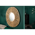 Dizajnové závesné art-deco zrkadlo Hoja okrúhleho tvaru z kovovej zliatiny v zlatej farbe 112cm