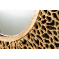 Dizajnov&eacute; z&aacute;vesn&eacute; art-deco zrkadlo Hoja okr&uacute;hleho tvaru z kovovej zliatiny v zlatej farbe 112cm