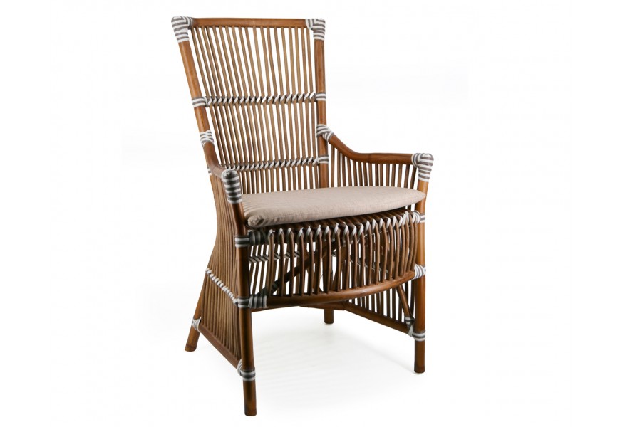 Z&aacute;hradn&aacute; ratanov&aacute; stolička Gaul Garden v hnedej farbe s opierkami na ruky a podsed&aacute;kom 100cm