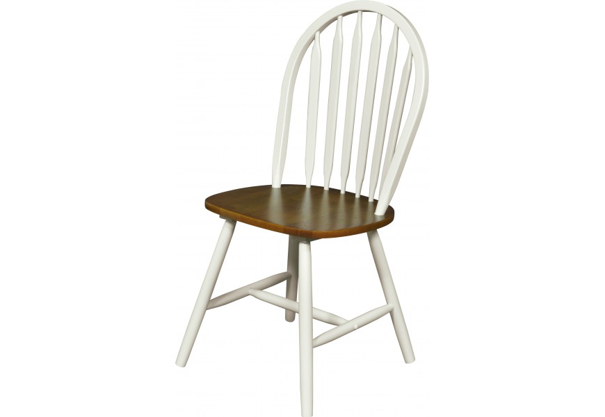 Elegantná jedálenská stolička Felicita v provensálskom štýle v hnedo-bielom prevedení z masívu