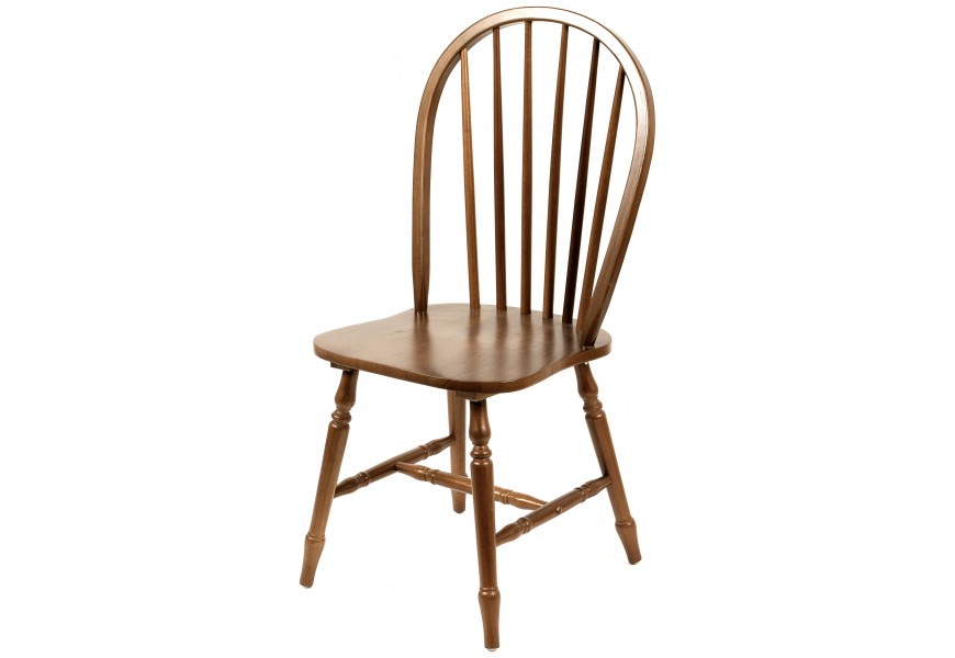 Rustikálna drevená jedálenská stolička Felicita hnedej farby so zaobleným operadlom 88cm