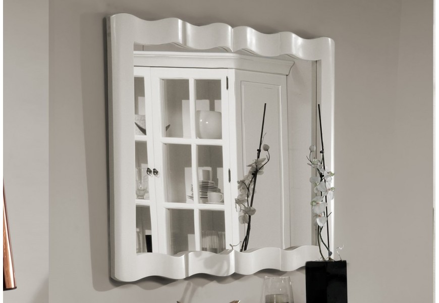 Luxusné masívne provensálske zrkadlo Deliciosa z mahagónového dreva v bielom prevedení