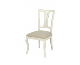 Masívna provensálska biela jedálenská stolička Deliciosa s čalúnením v sivej farbe