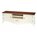 Masívny mahagónový provensálsky televízny stolík s bielym náterom a úložným priestorom 150cm