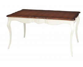 Luxusný provensálsky masívny rozkladací jedálenský stôl s tmavou vrchnou doskou a bielou konštrukciou 230cm