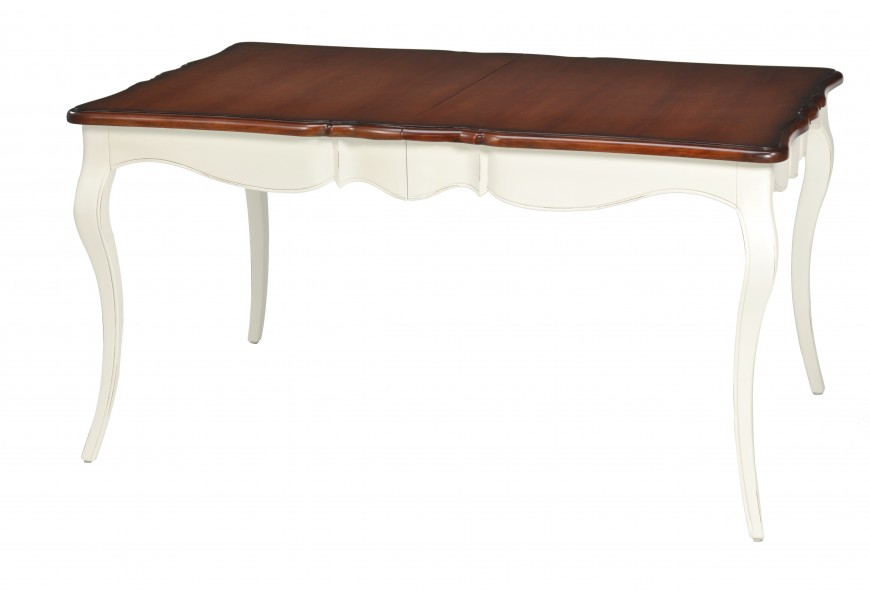 Rozkladací luxusný masívny jedálenský stôl Deliciosa v provensálskom štýle v bielej farbe