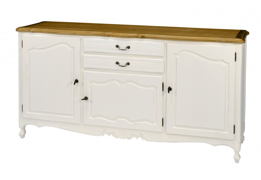 Masívna provensálska komoda Preciosa v smatonovo bielom luxusnom vyhotovení s ručným vyrezávaním