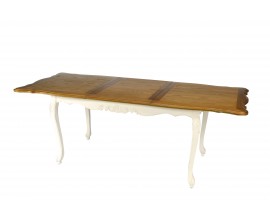 Luxusný provensálsky drevený bielo-hnedý rozkladací stôl Preciosa z masívneho mahagónového dreva 160/220cm