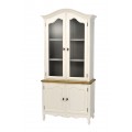Luxusná provensálska masívna biela presklená vitrína Preciosa s dvojdverovou skrinkou na nožičkách z mahagónového dreva 215cm