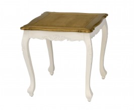 Provensálsky príručný stolík Preciosa v smotanovo bielom masívnom vyhotovení s naturálne hnedou vrchnou doskou 60cm