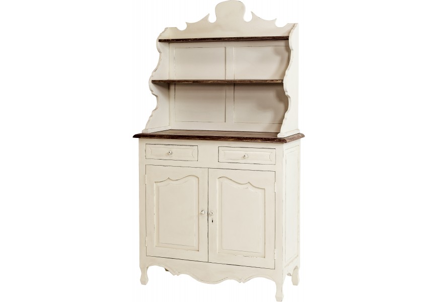 Masívny príborník Antoinette v provensálskom štýle so starožitným efektom a dekoratívnym vyrezávaním