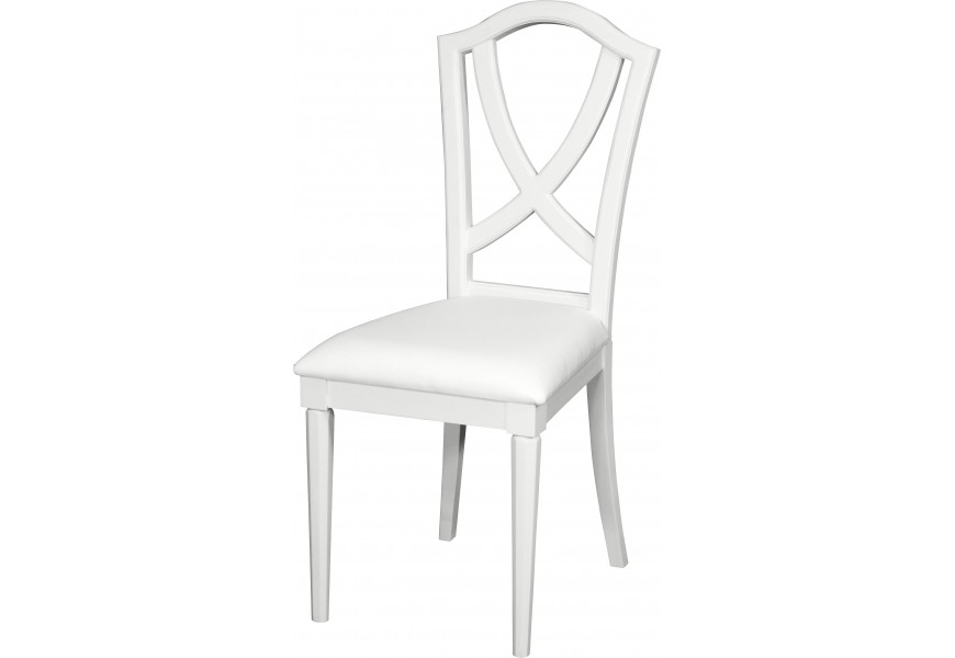 Provensálska luxusná jedálenská stolička Belliene vo svetlej bielej farbe z masívneho dreva