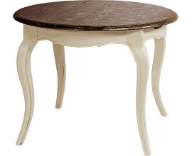 Masívny rozkladací okrúhly jedálenský stolík Antoinette v provensálskom štýle vo vanilkovom prevedení