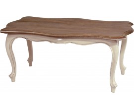 Konferenčný stolík Antoinette v luxusnom provensálskom štýle s vanilkovým náterom na masívnom mahagónovom dreve 115cm