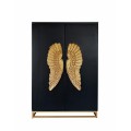 Exkluzívna skrinka Angela z mangového dreva s dvojkrídlovými dvierkami v čiernej farbe s výraznými zlatými krídlami