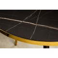 Art-deco konferenčný stolík Nudy s čiernou sklenenou doskou s mramorovým dizajnom a kovovým rámom