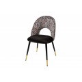 Dizajnová čalúnená stolička Floreque s poťahom so zvieracím vzorom v art deco štýle s kovovými nožičkami v čierno-hnedom prevede
