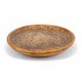 Univerzálna okrúhla štýlová misa Talia s ručne vyrezávanými ornamentmi z prirodzeného stredne hnedého dreva
