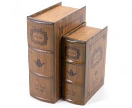 Štýlový koloniálny set dvoch kníh Victor Hugo s hnedou vintage povrchovou úpravou