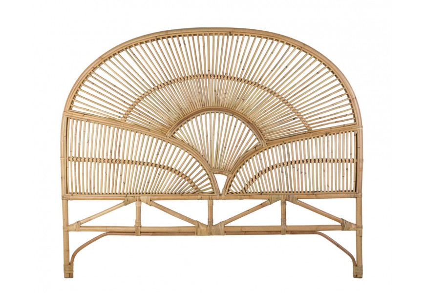 Dizajnové ratanové čelo postele Lucianus v etno štýle s lúčovitým výpletom oblúkovitého tvaru 160cm